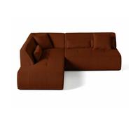 Onyx - canapé modulable d'angle gauche - 5 places - en velours côtelé - Terracotta Terracotta