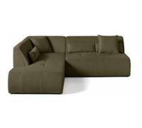 Onyx - canapé modulable d'angle gauche - 5 places - en velours côtelé - Vert