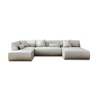 Onyx - canapé modulable panoramique d'angle gauche 7 places - en tissu - Gris clair