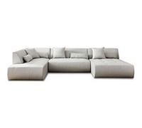 Onyx - canapé modulable panoramique d'angle gauche 7 places - en tissu - Gris clair