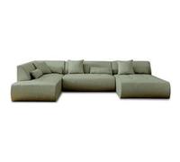 Onyx - canapé modulable panoramique d'angle gauche 7 places - en tissu - Vert sauge