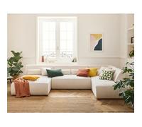 Onyx - canapé panoramique d'angle droit 7 places - en velours côtelé - Beige