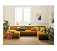 Onyx - canapé panoramique d'angle droit 7 places - en velours côtelé - Jaune