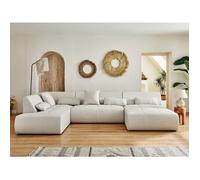 Onyx - canapé panoramique d'angle gauche 7 places - en tissu - Beige