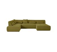 Onyx - canapé panoramique d'angle gauche - 7 places - en tissu mailles 3D - Vert Olive Vert Olive