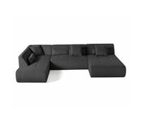 Onyx - canapé panoramique d'angle gauche 7 places - en velours côtelé - Gris foncé