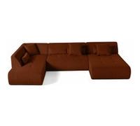 Onyx - canapé panoramique d'angle gauche 7 places - en velours côtelé - Terracotta