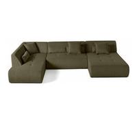 Onyx - canapé panoramique d'angle gauche 7 places - en velours côtelé - Vert