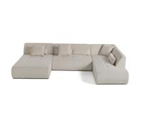 Canape droit LISA DESIGN 7 places en velours beige 198 x 334 x 75 cm Beige G