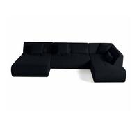 Onyx - canapé panoramique modulable d'angle droit 7 places - en velours côtelé - Noir Noir