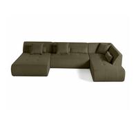 Canape droit LISA DESIGN 7 places en velours vert 198 x 334 x 75 cm Vert G
