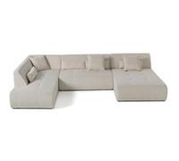 Onyx - canapé panoramique modulable d'angle gauche 7 places - en velours côtelé - Beige