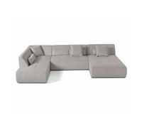 Onyx - canapé panoramique modulable d'angle gauche 7 places - en velours côtelé - Gris clair Gris clair