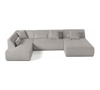 Onyx - canapé panoramique modulable d'angle gauche 7 places - en velours côtelé - Gris clair Gris clair