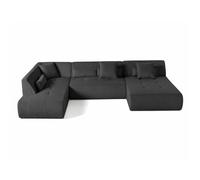 Onyx - canapé panoramique modulable d'angle gauche 7 places - en velours côtelé - Gris foncé Gris foncé G