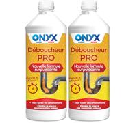 Onyx - Déboucheur Canalisation Professionnel - Formule Professionnelle & Surpuissante - Rapide et efficace - Fabrication Française - 1L (Lot de 2)