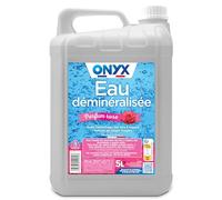 Onyx - Eau Déminéralisé - Parfum Rose - Évite l'Entartrage - 5L | Fer à Repasser, Lisseur Vapeur, Décolleuse à Papier Peint, Auto - 100% d'Ingrédients d'Origine Naturelle - Fabriqué en France