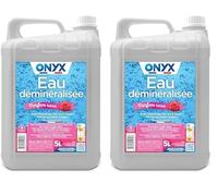 Onyx - Eau Déminéralisée - Fer à Repasser, Lisseur à Vapeur, Décolleuse à Papier Peint, Auto - 100% d’Ingrédients d’Origine Naturelle - Fabrication Française - 5L - Parfum Rose (Lot de 2)