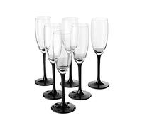 Lot de 6 flûtes à champagne 180 ml + boîte de présentation pied noir