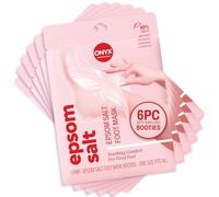 Onyx Professional Lot de 6 paires de masques pour les pieds au sel d'Epsom et à la camomille, aide à combattre les gonflements et les douleurs, détendre les pieds fatigués, chaussons faciles à