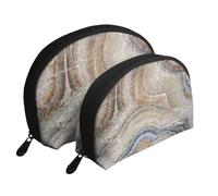 Onyx Stone Imprimé Bleu Pâle, Trousse de Maquillage Coquille Femme Petit Porte-Monnaie Trousse de Toilette Trousse à cosmétiques 2 pièces
