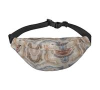 Onyx Stone Sac banane bleu pâle pour homme et femme, sac banane en polyester imprimé pour voyage, marche, sport avec sangle réglable, Noir , Taille unique