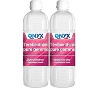 Onyx - Térébenthine Pure Gemme - Produit Nettoyant et Nourrissant Bois, Cuirs Encrassés et Objets Cirés, Diluant Pâte à Bois et Cires - Fabrication Française - 1L (Lot de 2)