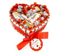 Onza Coffret Kinder Cadeau Femme, Homme Noel - Chocolat Kinder Noël: Kinder Bueno, Chocobon, Happy Hippo, Cards - Chocolat a offrir en forme de cœur - Panier garni a offrir