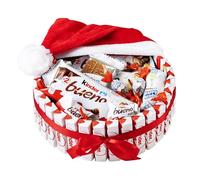 Onza Coffret Kinder Noel Chocolat à Offrir - Boîte Kinder Bueno avec Kinder Chocolat, Chocobons, Happy Hippo, Cards - Bouquet de Bonbons pour Cadeau de Noël Enfants avec Bonnet Noël