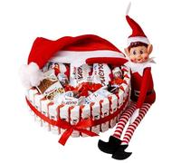 Onza Lutin Farceur Coffret Kinder Chocolat Noël - Lutin farceur de noel kit complet - Box Kinder Bueno a offrir: Chocolats mini, Chocobon, Happy Hippo - Bouquet de bonbons Chocolat Noel Enfant