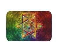 OOAHJEID Paillasson Absorbant Tapis de Porte d'entrée antidérapant et imperméable avec Motif Cube de Métatron et Merkabah et Fleur de Vie pour Cuisine et Chambre à Coucher