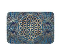OOAHJEID Paillasson Absorbant Tapis de Porte d'entrée antidérapant et imperméable avec Motif de Fleur de Vie et de Lotus Motif Mandala Motif géométrique sacré pour Salle de Bain