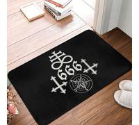 OOAHJEID Paillasson Tapis antidérapant pour Cuisine, Salle de Bain, Toilettes, Motif Croix de Léviathan Satan 666, Symboles sataniques de Baphomet
