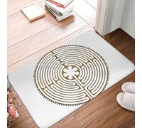 OOAHJEID Paillasson Tapis de Sol antidérapant Style Antique en métal doré avec Symbole Chartres Labyrinthe
