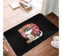 OOAHJEID Paillassons pour entrée Tapis antidérapant pour Salle de Bain, Motif Sushi, Chat Japonais, pour Chambre à Coucher, Porte d'entrée, paillasson, décoration de Sol