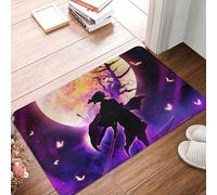 OOAHJEID Paillassons pour entrée Tapis de Chambre à Coucher Demon Slayer Adventure, Tapis de Flanelle Kyojuro Rengoku Moon, Tapis de Porte d'entrée, décoration de la Maison