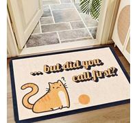 OOAXBEED 1 Tapis de Porte Chat « mais Avez-Vous appelé Avant ? » Whimsy Home - Polyester, antidérapant, Lavable en Machine pour la décoration de Salle de Bain