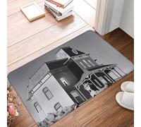 OOAXBEED Illustration de Psychose d'Alfred Hitchcock par Burroi. Tapis de Sol antidérapant pour entrée de Cuisine, Balcon ou Maison.