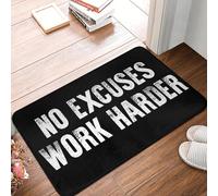 OOAXBEED Pas d'excuses, travaillez Plus Dur, entraînement : Citation motivante. Tapis de Sol antidérapant pour entrée de Cuisine et Salle de Bain.