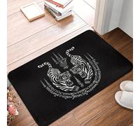 OOAXBEED Tapis de Porte antidérapant à Motif de Tigres Jumeaux Sak Yant, Style thaïlandais Muay Thai, idéal pour la Cuisine, la Salle de Bain ou Le Salon.-20x32 inch