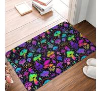 OOAXBEED Tapis de Porte antidérapant à Motifs de Champignons Magiques psychédéliques, idéal pour l'entrée, la Salle de Bain, la Cuisine ou Le Salon.-20x32 inch