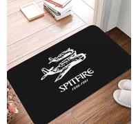 OOAXBEED Tapis de Porte Spitfire de la RAF (Seconde Guerre Mondiale) - Motif Vintage d'avion Britannique Supermarine, Tapis en Polyester antidérapant et Lavable en Machine pour la Cuisine