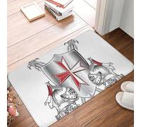 OOAXBEED Tapis de Sol antidérapant à Motif Croix de Malte, Motif Chevaliers Templiers, pour entrée de Cuisine, Salle de Bain, Salon.
