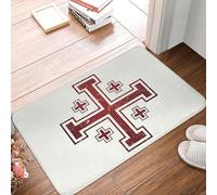 OOAXBEED Tapis de Sol antidérapant à Motif Croix des Templiers, Style croisé médiéval de Jérusalem, pour entrée de Cuisine ou Maison.
