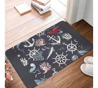 OOAXBEED Tapis de Sol antidérapant à Motif Marin « Odyssée du Marin » pour entrée de Cuisine ou Salle de Bain.