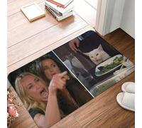 OOAXBEED Tapis de Sol antidérapant et Absorbant avec Motif « Fille Qui crie, Chat Qui pleure » pour entrée, Cuisine, Chambre à Coucher.