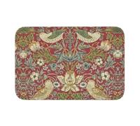 OOAXBEED Tapis de Sol/de Porte/de Cuisine/de Salle de Bain William Morris Strawberry Thief Rouge, antidérapant, Motif Floral extérieur, Tapis d'entrée de Garage/de Garage