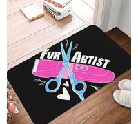 OOAXBEED Tapis de Toilette antidérapant pour Chien - Motif « Artiste de la Fourrure », Ciseaux et Peigne Inclus, Polyester, Lavable en Machine