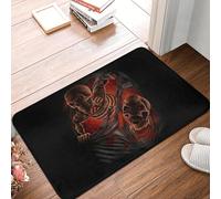 OOAXBEED Tapis d'entrée de Plain-Pied « Enfer » pour Cuisine, Salle de Bain ou Garage. Tapis d'extérieur Style Gothique, Squelette et crâne.-20x32 inch