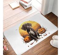 OOAXBEED Tapis d'entrée/de Salon antidérapant Motif Braque Allemand à Poil Court et Citrouille, idéal pour Halloween.
